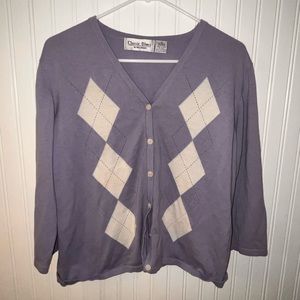 Blue and white cardigan